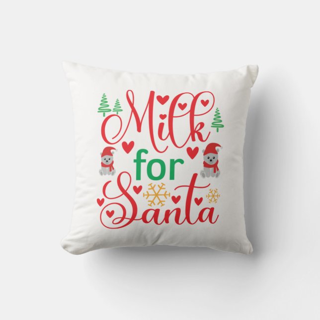 Merry Xmas Milk For Santa Cushion (Front)