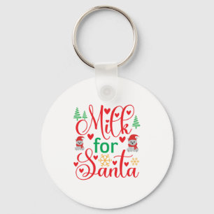Merry Xmas Milk For Santa Key Ring