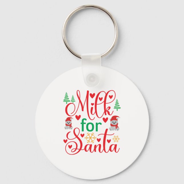Merry Xmas Milk For Santa Key Ring (Front)