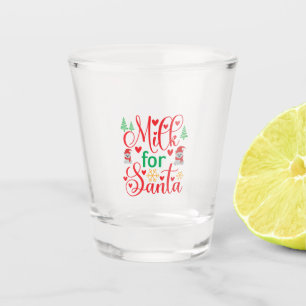 Merry Xmas Milk For Santa Shot Glass