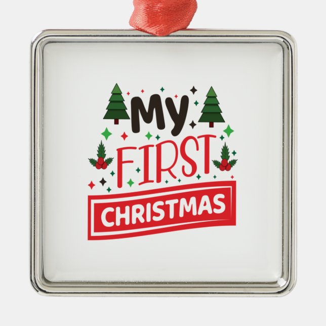 Merry Xmas My First Christmas Metal Ornament (Front)