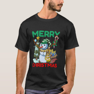 Merry Xmas Pajama Women Men Gift Candy Cane Snowma T-Shirt
