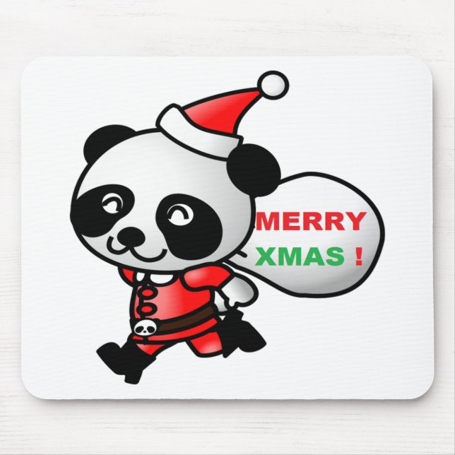 "MERRY XMAS" PANDA BEAR SANTA MOUSE PAD (Front)