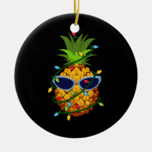 Merry Xmas Pineapple Christmas Tree Lights Ceramic Ornament