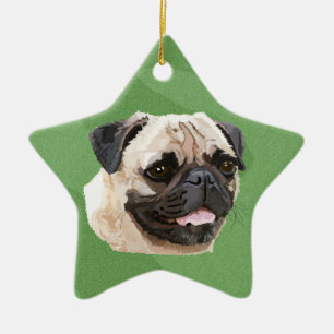 Merry Xmas Pug Ceramic Tree Decoration