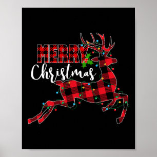 Merry Xmas Red Buffalo Plaid Christmas Reindeer Sa Poster