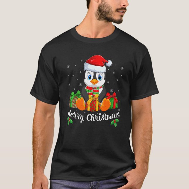 Merry Xmas Santa Hat Cute Penguin Christmas In Jul T-Shirt (Front)