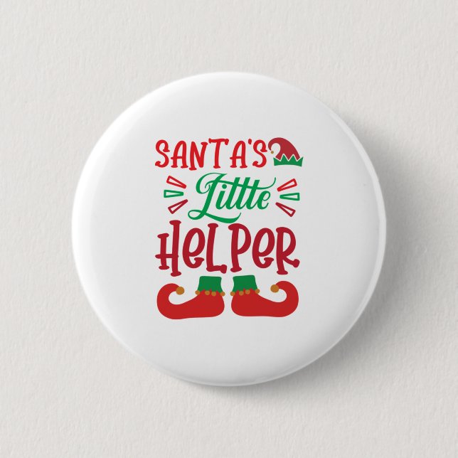 Merry Xmas Santa Little Helper 6 Cm Round Badge (Front)
