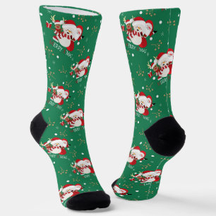 Merry Xmas, Santa Rudolph and Snowmen Socks