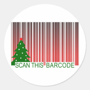MERRY XMAS : scan this barcode Classic Round Sticker