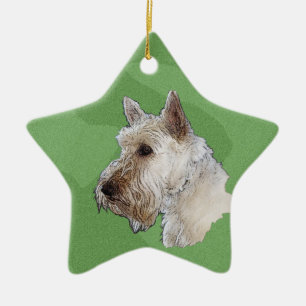 Merry Xmas Scottish Terrier (Wheaten) Ceramic Ornament