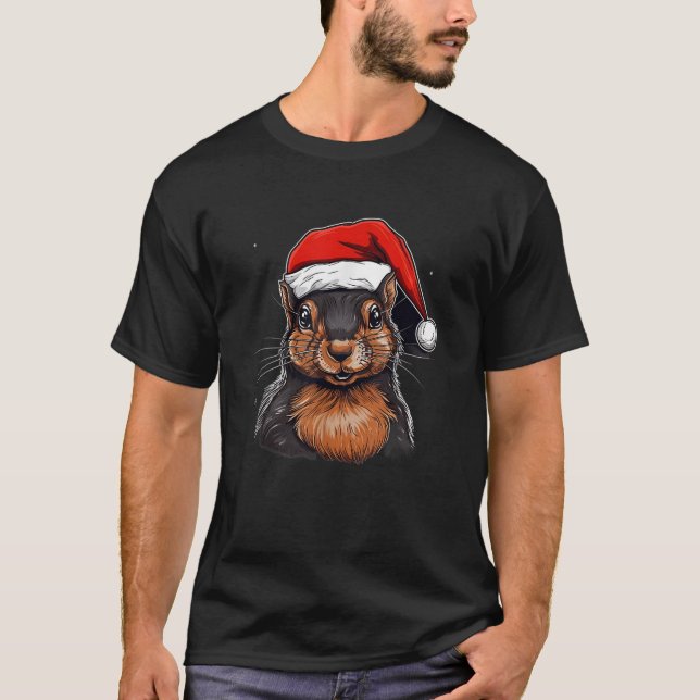 Merry Xmas Squirrel Christmas  T-Shirt (Front)