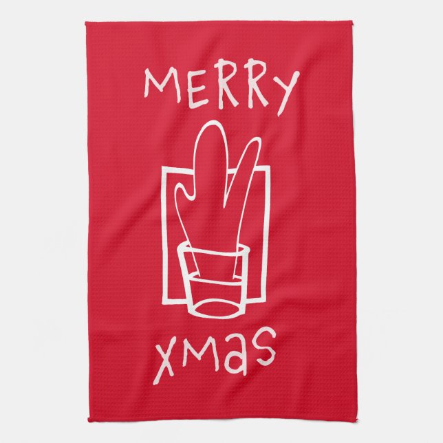Merry Xmas Tea Towel (Vertical)