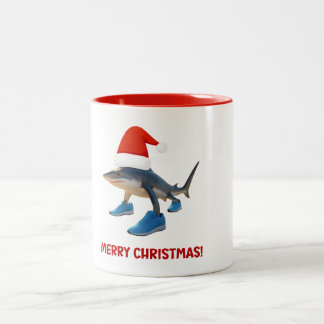 Merry Xmas Tralalero Tralala – Funny Santa Shark Two-Tone Coffee Mug