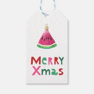 Merry Xmas Tropical Christmas Watermelon Gift Tags