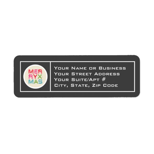 Merry Xmas Typography Return Address Labels (Front)