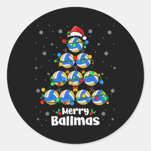 Merry Xmas Volleyball Christmas Tree Player Lover Classic Round Sticker