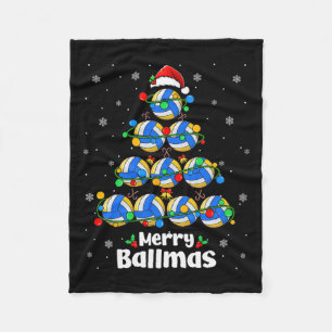 Merry Xmas Volleyball Christmas Tree Player Lover Fleece Blanket