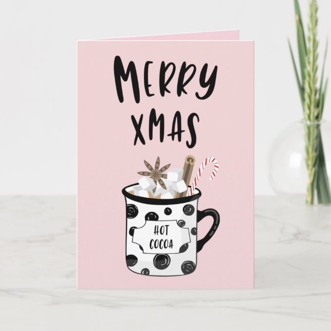 Merry Xmas with hot cocoa Holiday Card (Front)