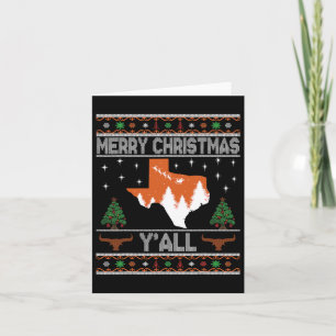 Merry Xmas Y'all Texas Ugly Holiday Longhorn Sweat Card