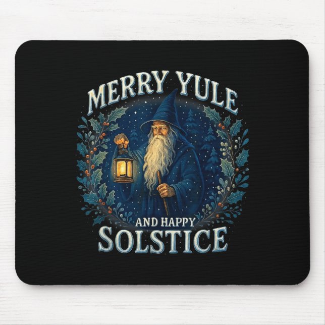 Merry Yule And Happy Solstice Mystic Winter Quote  Mouse Pad (Front)