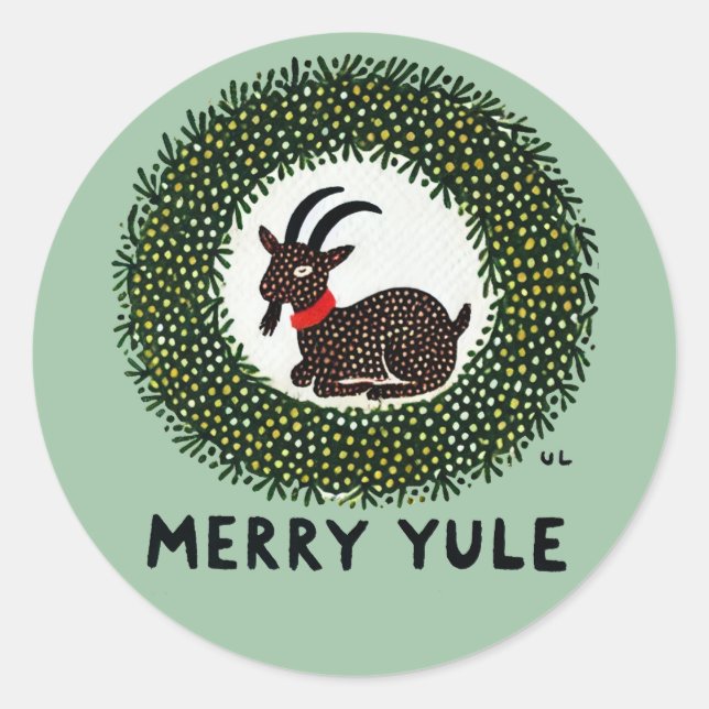 Merry Yule Goat                                    Classic Round Sticker (Front)
