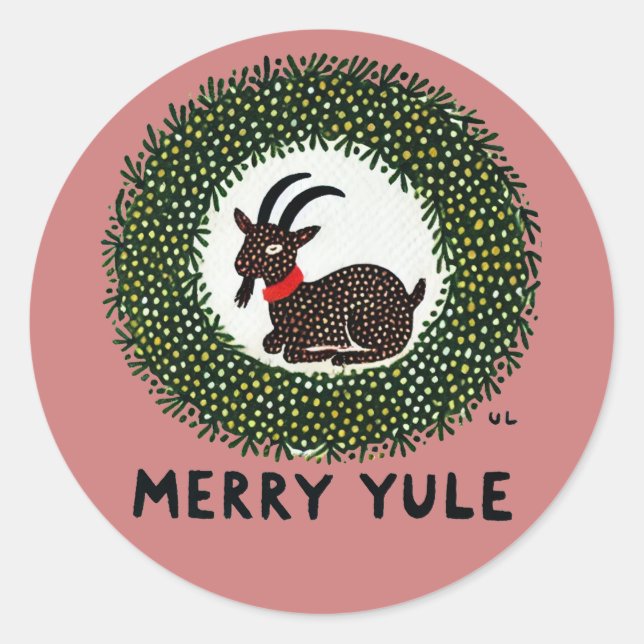 Merry Yule Goat                                    Classic Round Sticker (Front)