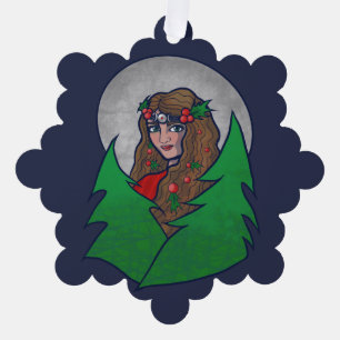 Merry Yule Goddess Art Pagan and Wiccan Yule Tree Decoration Card