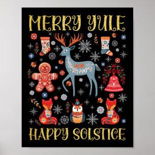 Merry Yule Happy Solstice Cottagecore Scandinavian Poster