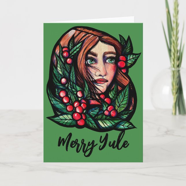 Merry Yule Pagan Holiday Blessings                 Card (Front)