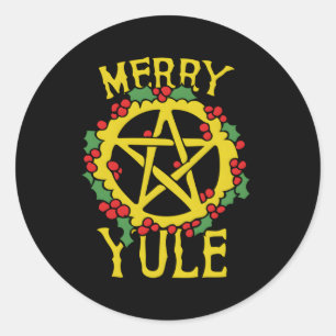 Merry Yule Pagan Yule Blessings Classic Round Sticker