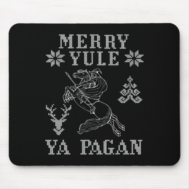 Merry Yule Ya Pagan Odin On Sleipnir Viking Christ Mouse Pad (Front)