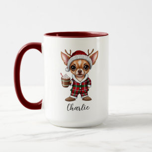 MerryChristmas Chihuahua with Reindeer Antlers Mug