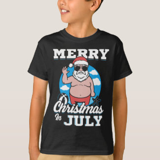 Merrychristmas In July Funny Santa  T-Shirt