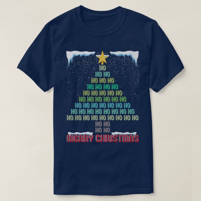 MerryChristmas Tree Ho Ho Snow Retro Video Gamer V T-Shirt (Design Front)