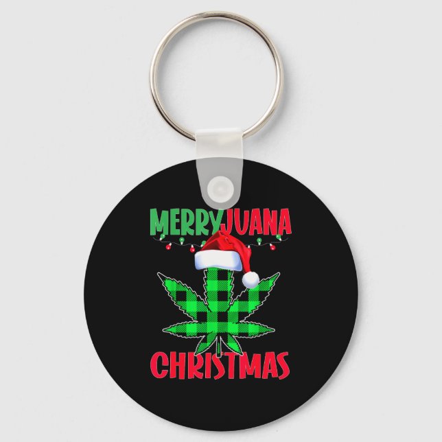 Merryjuana Weed Leaf Funny Christmas Pajama X-mas  Key Ring (Front)