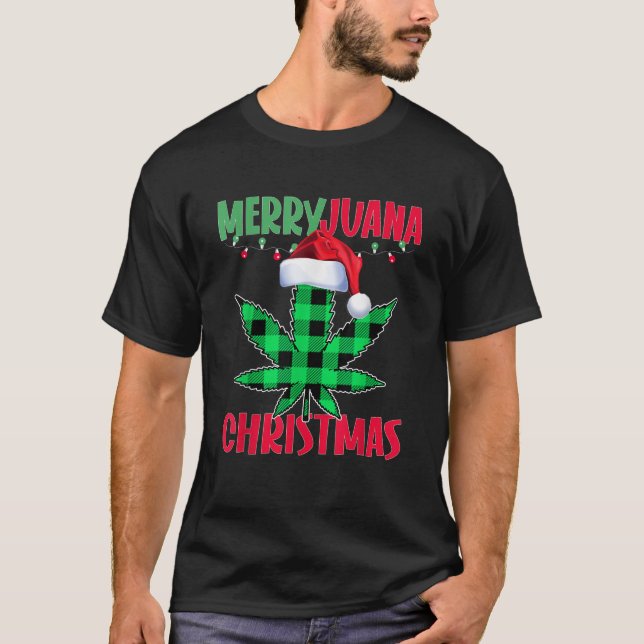 Merryjuana Weed Leaf Funny Christmas Pajama X Mas  T-Shirt (Front)