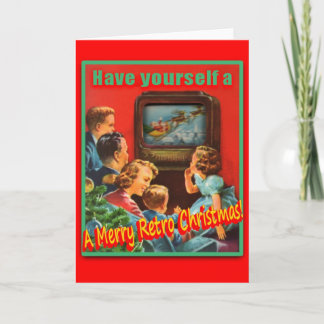 MerryRetroChrismsTV-Greeting Card