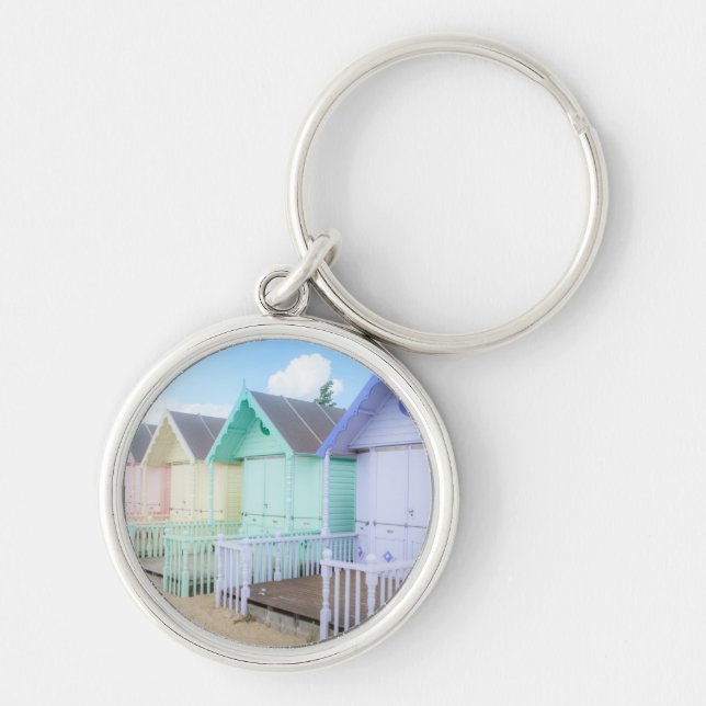 Mersea Island Beach Huts Key Ring (Front)