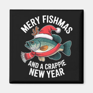 Mery Fishmas And A Crape New Year Funny Fishing Ch Magnet