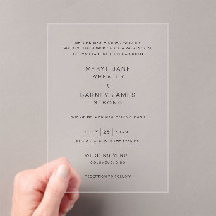 Meryl Elegant Modern Wedding Acrylic Invitations