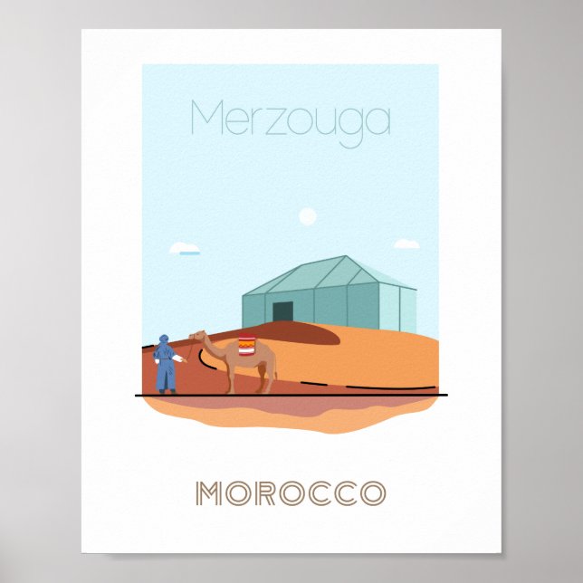 Merzouga city travel poster - morocco travel  (Front)