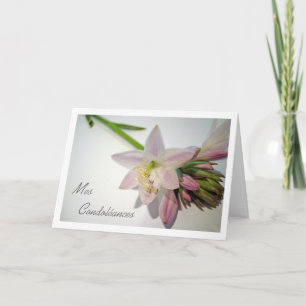 Mes Condoléances, Sympathy In French, Hosta Flowe Card