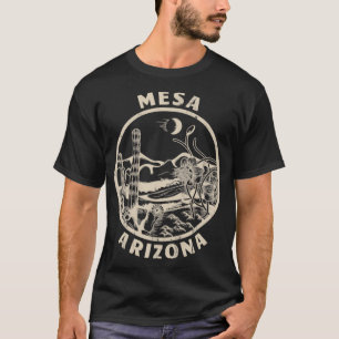 Mesa Arizona Linocut Distressed Desert Illustratio T-Shirt