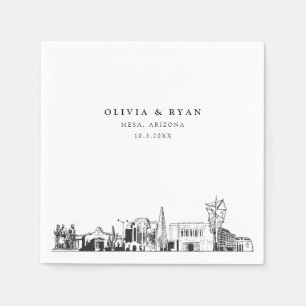 Mesa Arizona Skyline Wedding Paper Cocktail Napkin