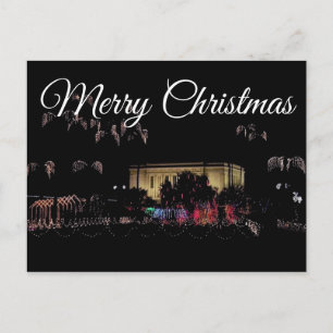 Mesa , Arizona Temple  lights. Merry Christmas Holiday Postcard
