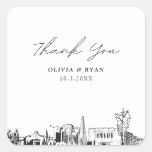 Mesa Arizona Wedding Skyline Favour Thank You Square Sticker