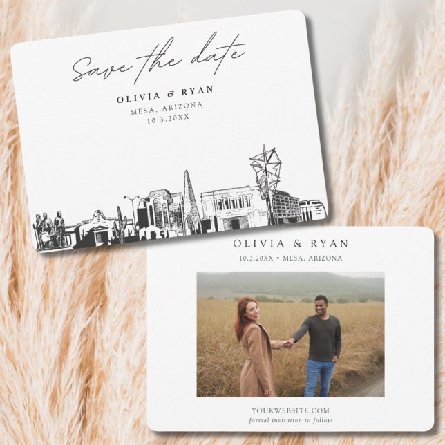 Mesa Arizona Wedding Skyline Save the Date  Invitation (Mesa Arizona Save the Date Wedding Invitation)