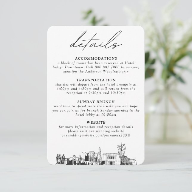 Mesa Arizona Wedding Small Vertical Details Enclosure Card (Standing Front)