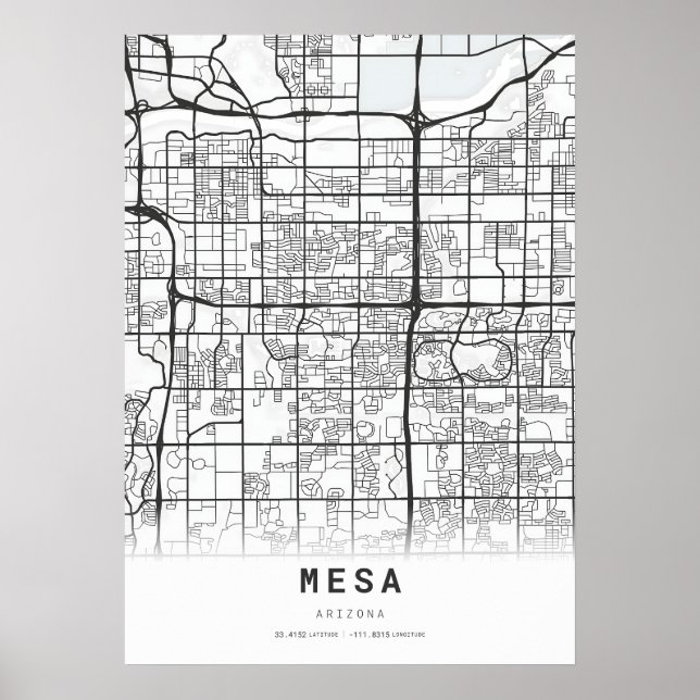 Mesa City Map Poster (Front)